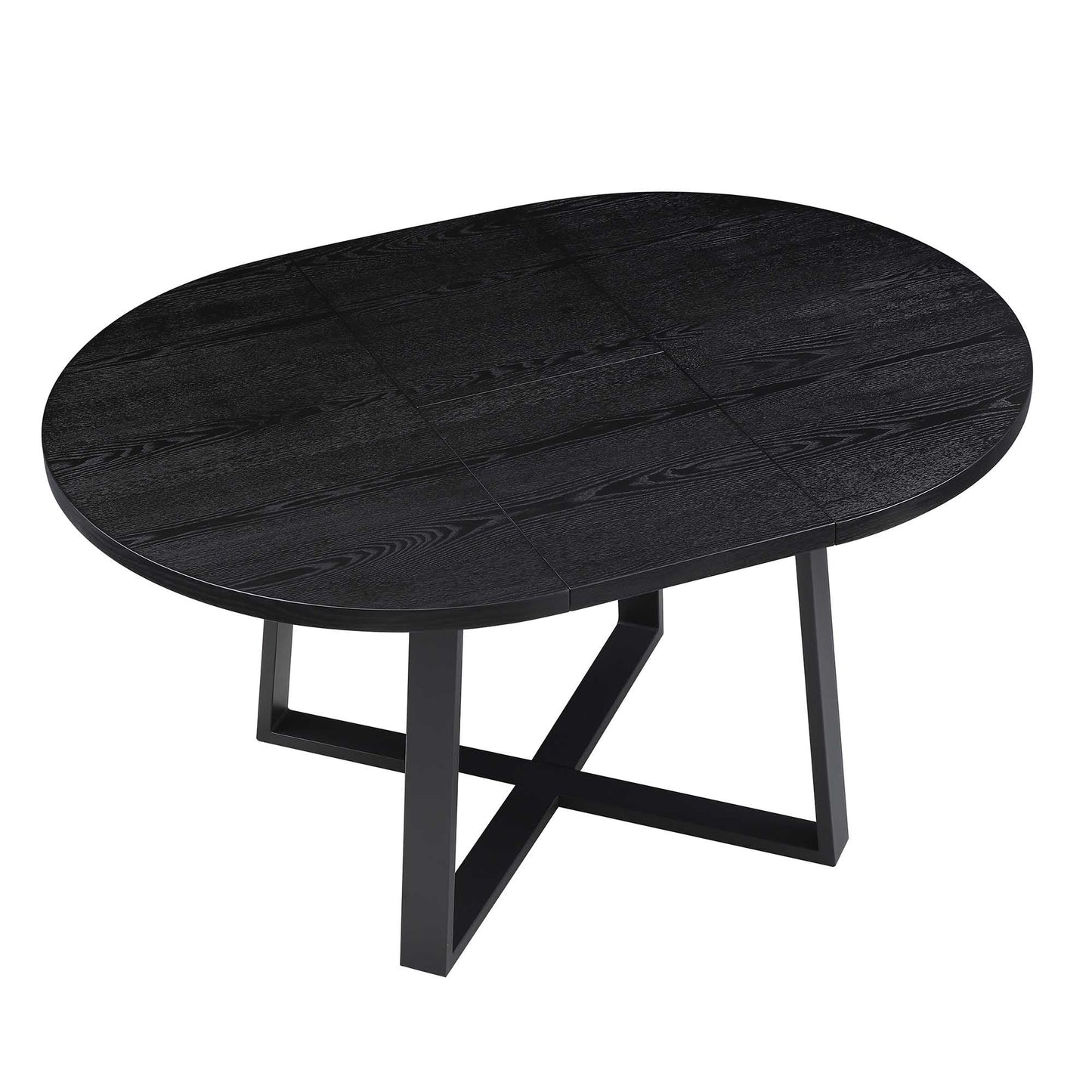 Table à manger ronde extensible BERN avec pieds en métal, noire
