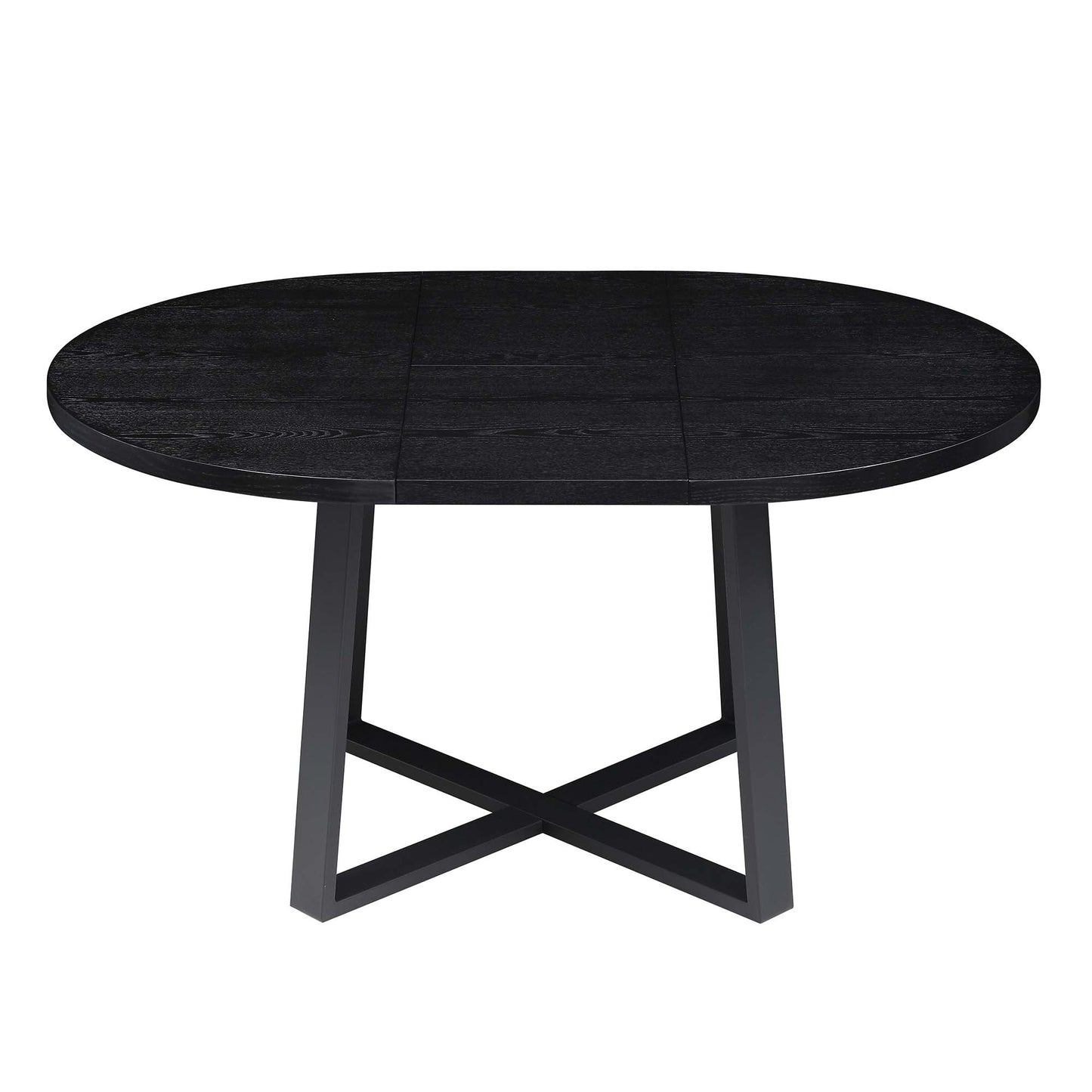 Table à manger ronde extensible BERN avec pieds en métal, noire
