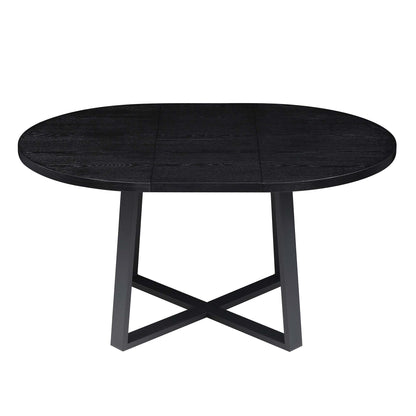 Table à manger ronde extensible BERN avec pieds en métal, noire