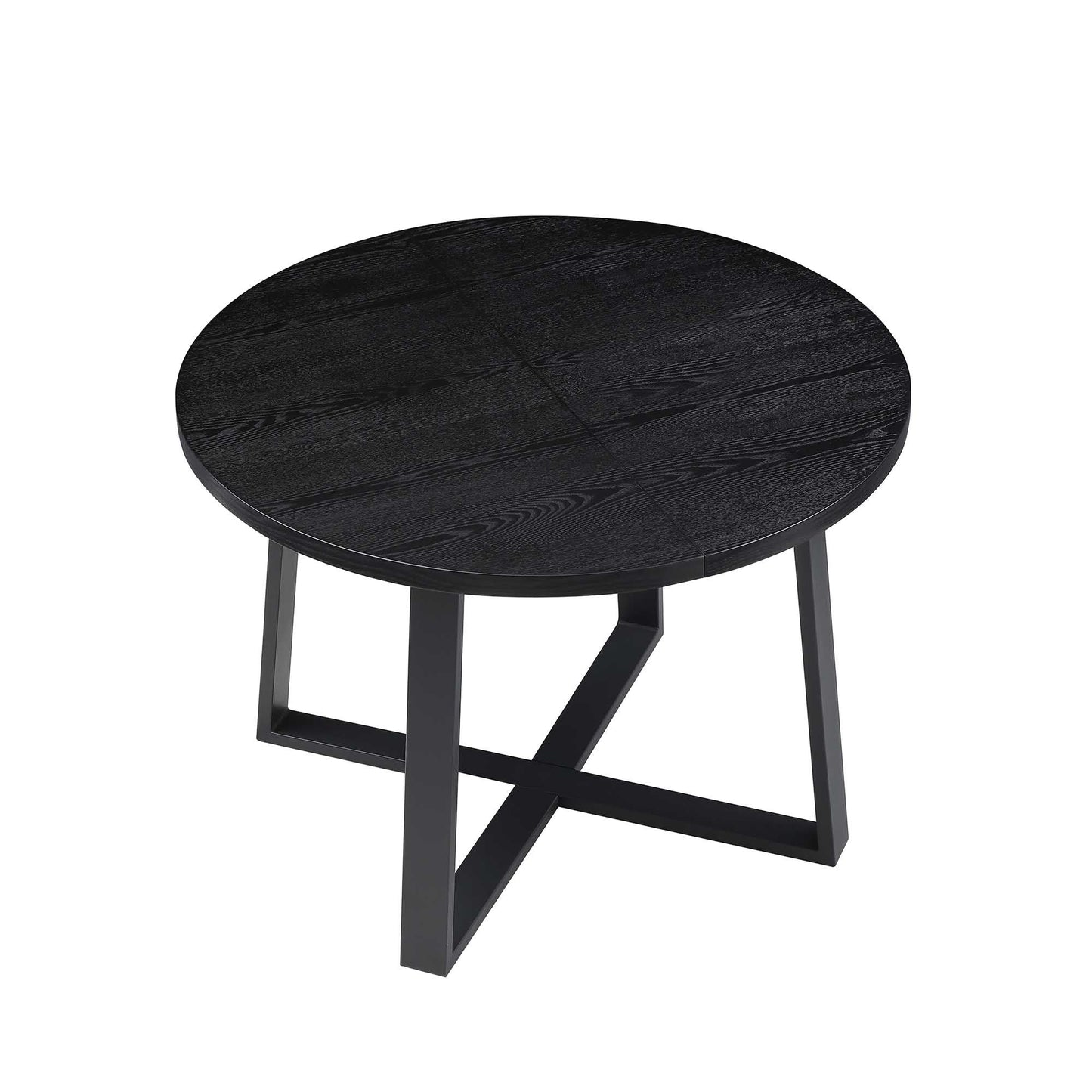 Table à manger ronde extensible BERN avec pieds en métal, noire