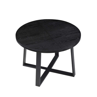 Table à manger ronde extensible BERN avec pieds en métal, noire