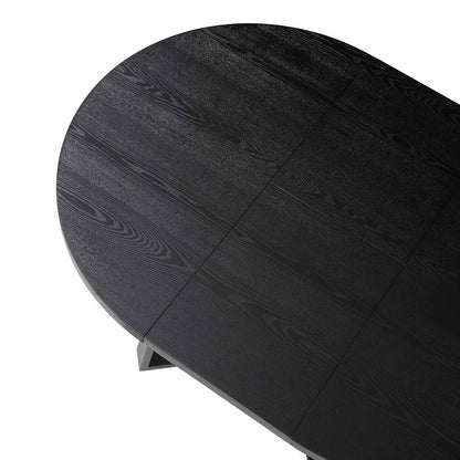 Table à manger ronde extensible BERN avec pieds en métal, noire