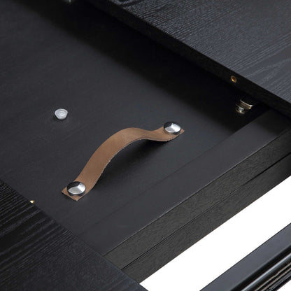 Table à manger ronde extensible BERN avec pieds en métal, noire