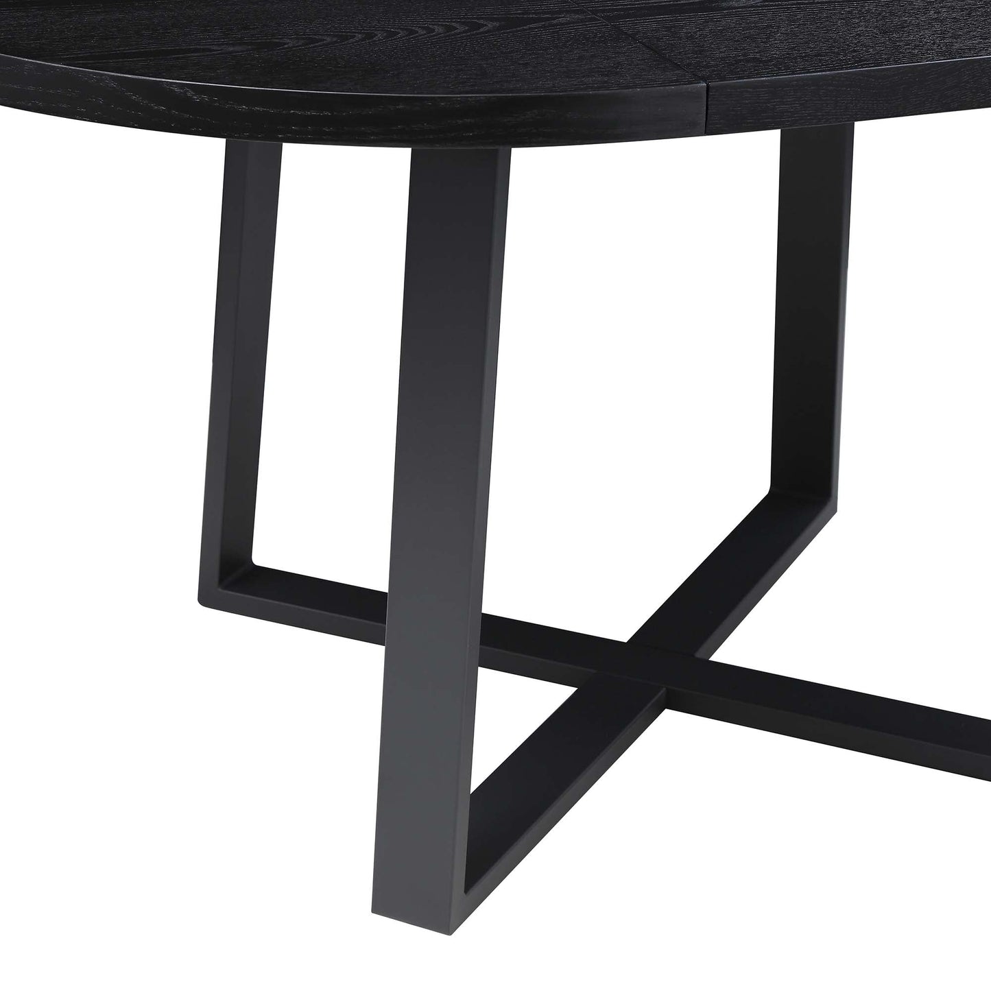 Table à manger ronde extensible BERN avec pieds en métal, noire