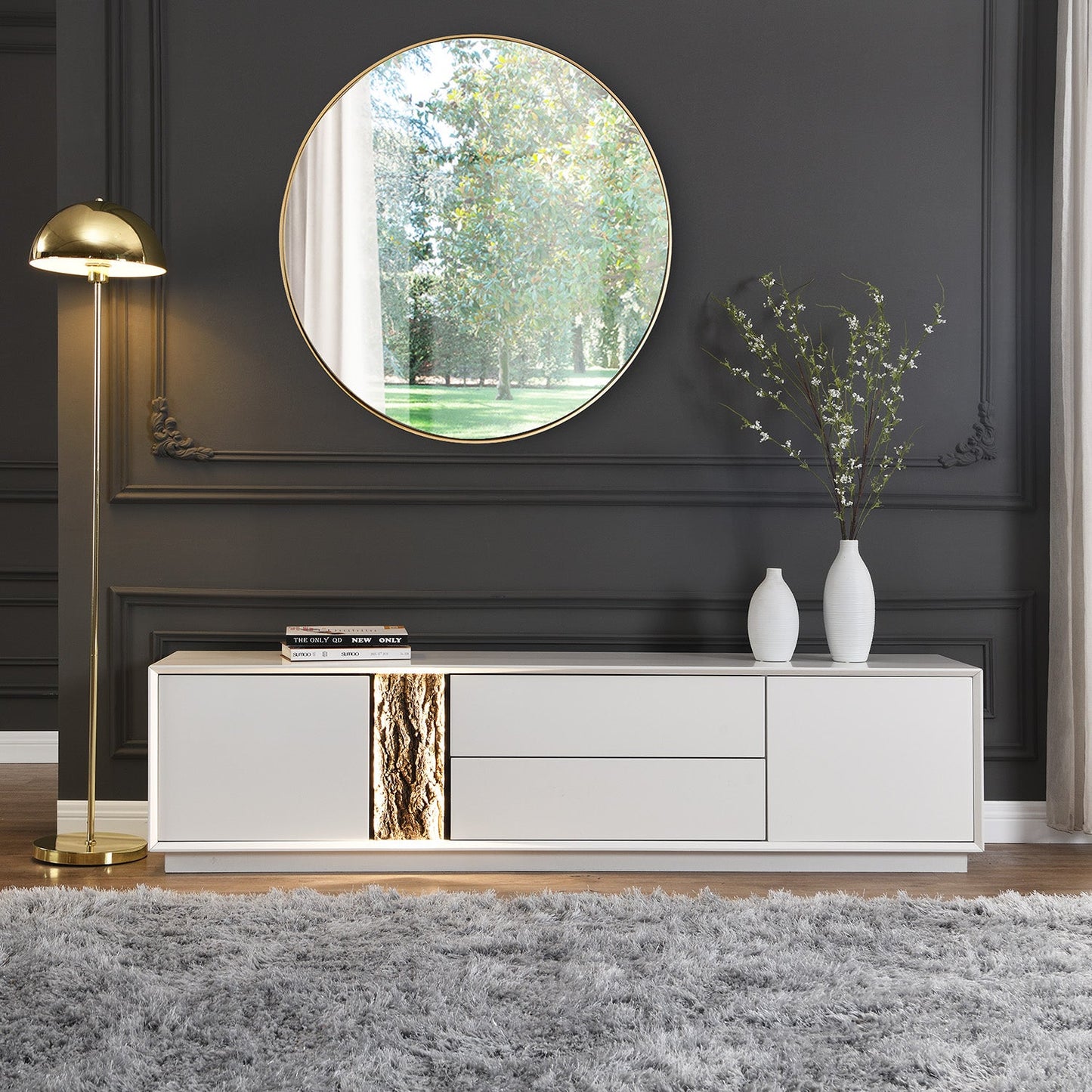 Meuble TV LED extra large Glen Tree Bark