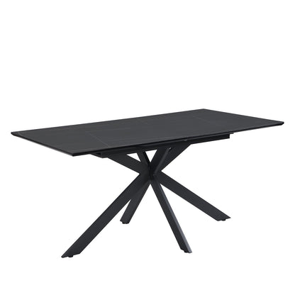 Table à manger extensible en céramique noire Varden