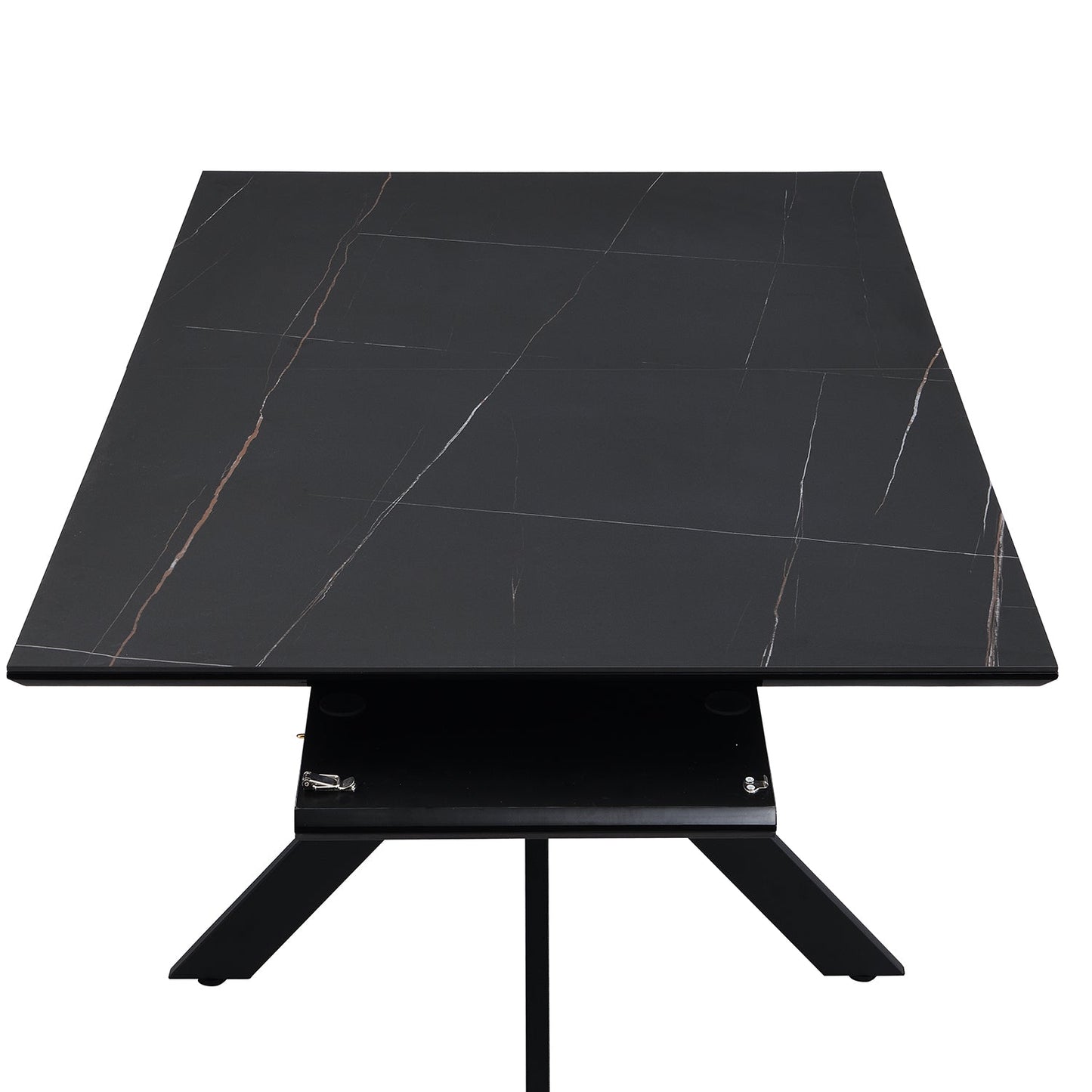 Table à manger extensible en céramique noire Varden