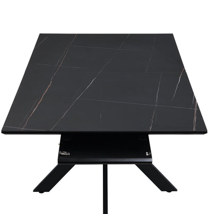 Table à manger extensible en céramique noire Varden