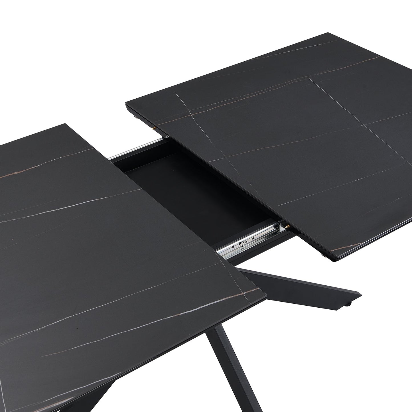 Table à manger extensible en céramique noire Varden