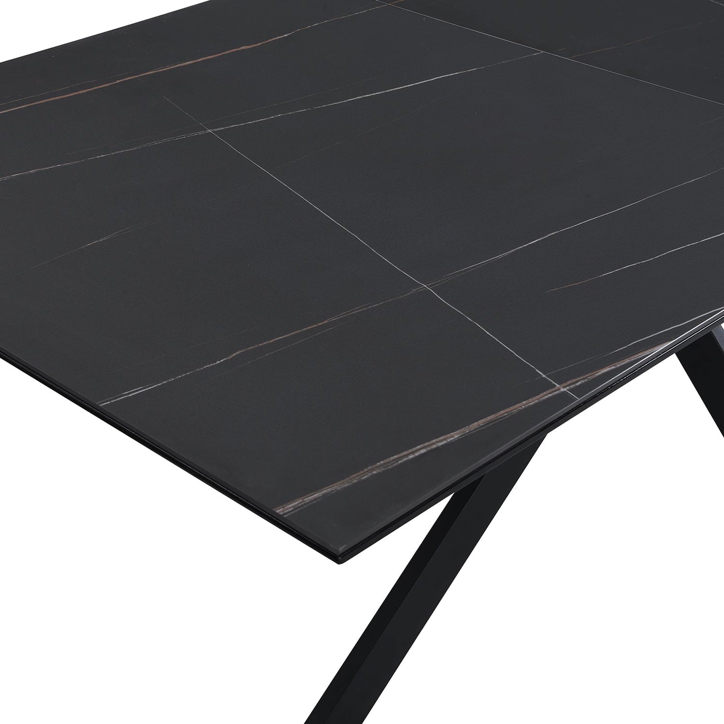 Table à manger extensible en céramique noire Varden