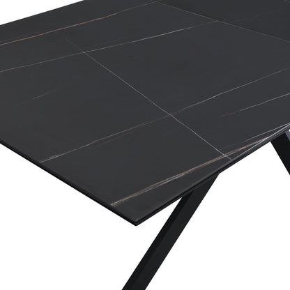 Table à manger extensible en céramique noire Varden
