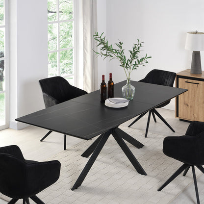 Table à manger extensible en céramique noire Varden