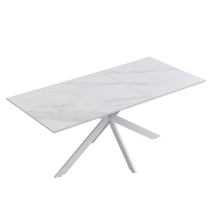 Table à manger extensible en céramique blanche Varden