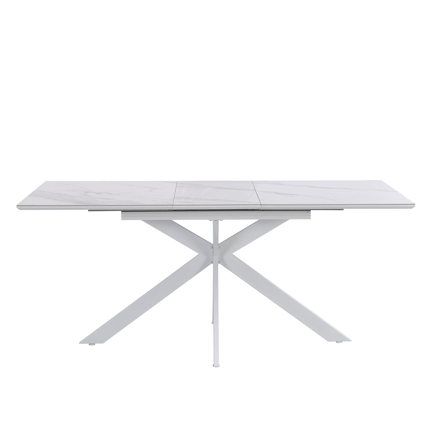 Table à manger extensible en céramique blanche Varden