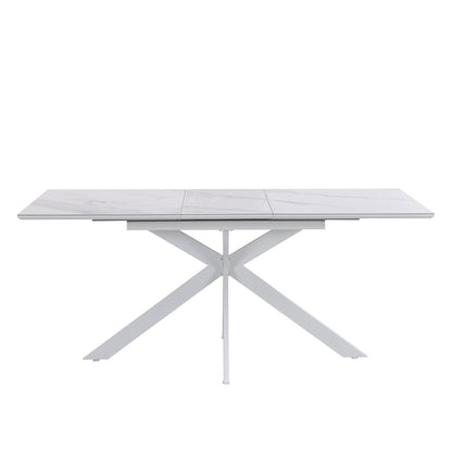 Table à manger extensible en céramique blanche Varden