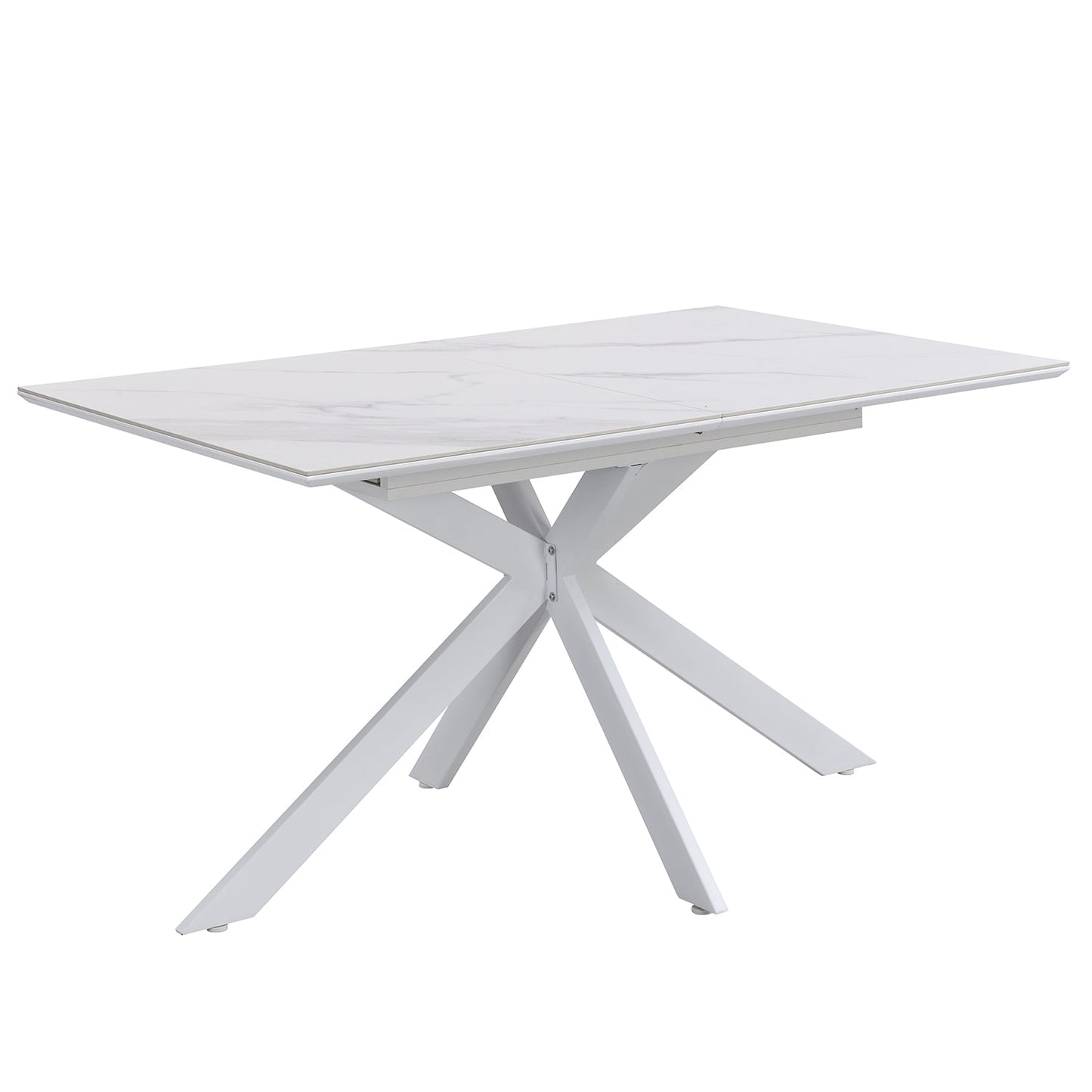 Table à manger extensible en céramique blanche Varden
