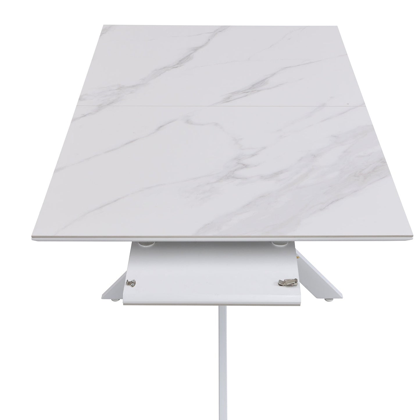 Table à manger extensible en céramique blanche Varden