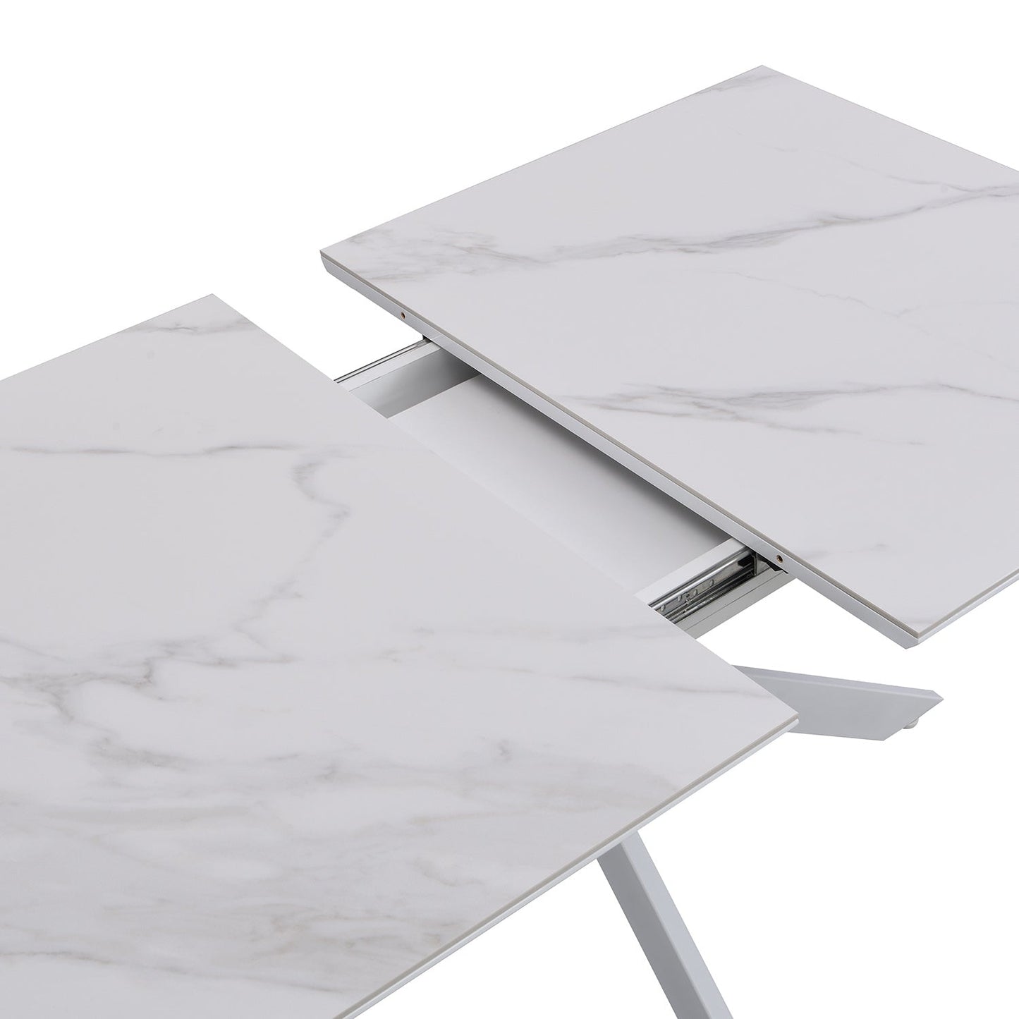 Table à manger extensible en céramique blanche Varden
