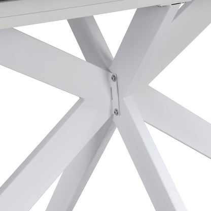 Table à manger extensible en céramique blanche Varden