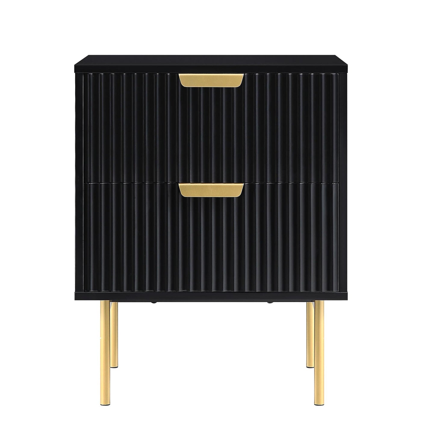 Table de chevet Richmond Ridged à 2 tiroirs, noir mat