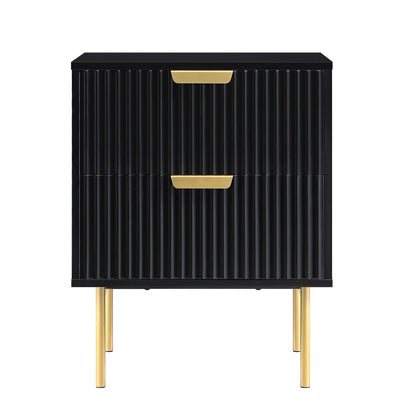 Table de chevet Richmond Ridged à 2 tiroirs, noir mat