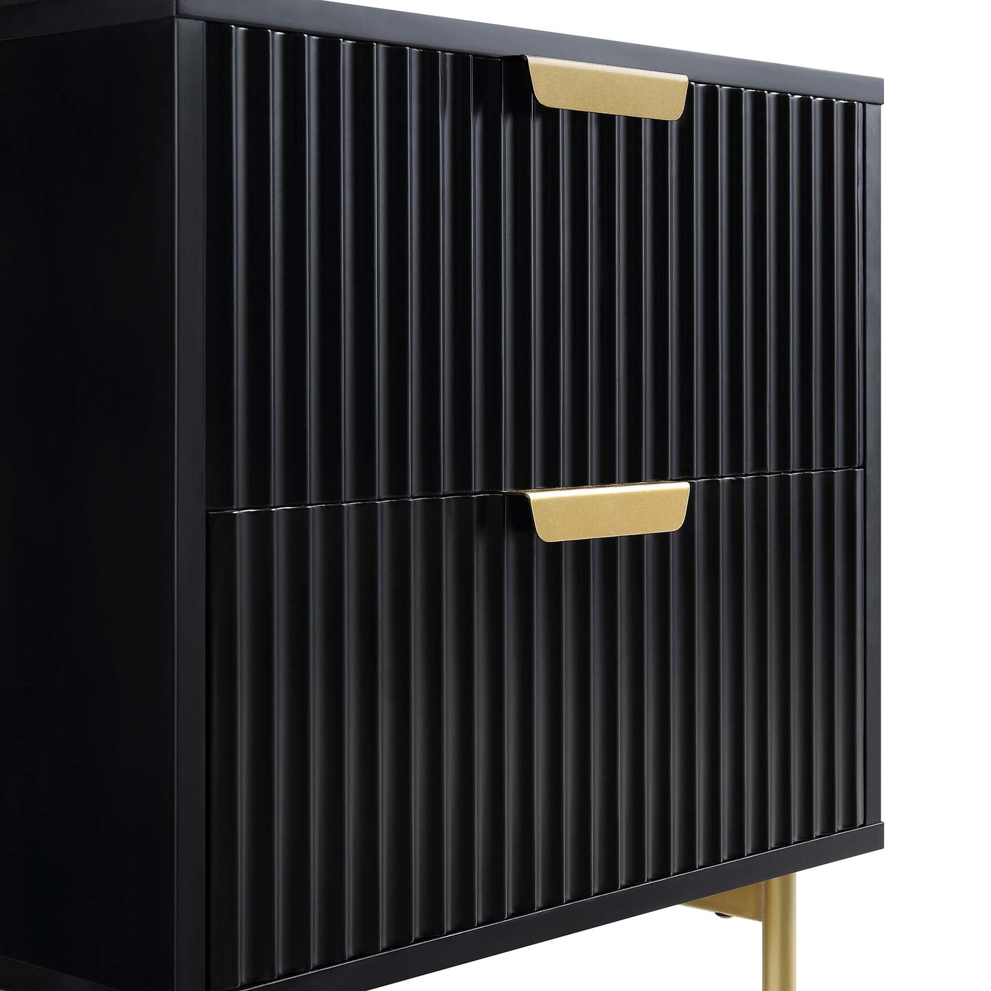 Table de chevet Richmond Ridged à 2 tiroirs, noir mat