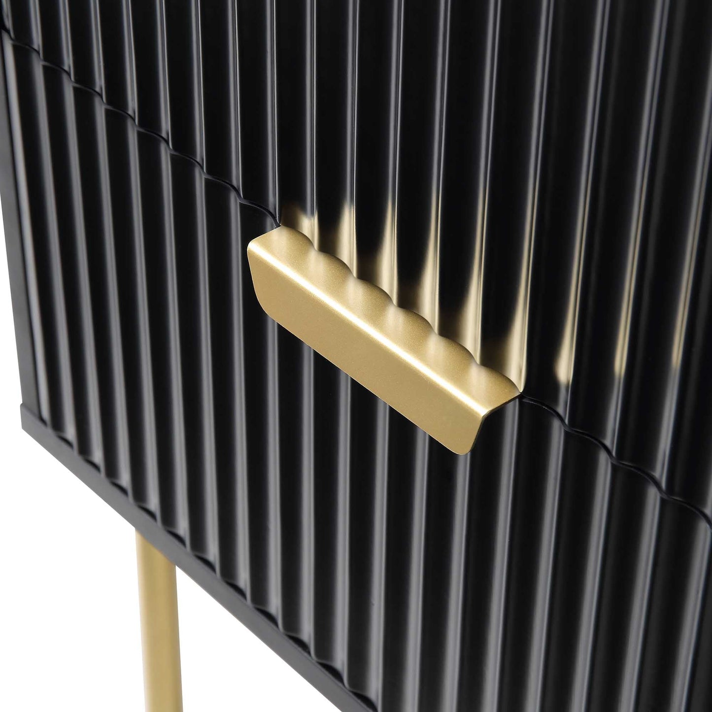 Table de chevet Richmond Ridged à 2 tiroirs, noir mat