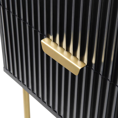 Table de chevet Richmond Ridged à 2 tiroirs, noir mat