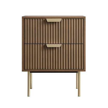 Table de chevet Richmond Ridged à 2 tiroirs, frêne foncé