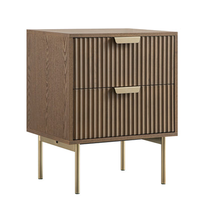 Table de chevet Richmond Ridged à 2 tiroirs, frêne foncé