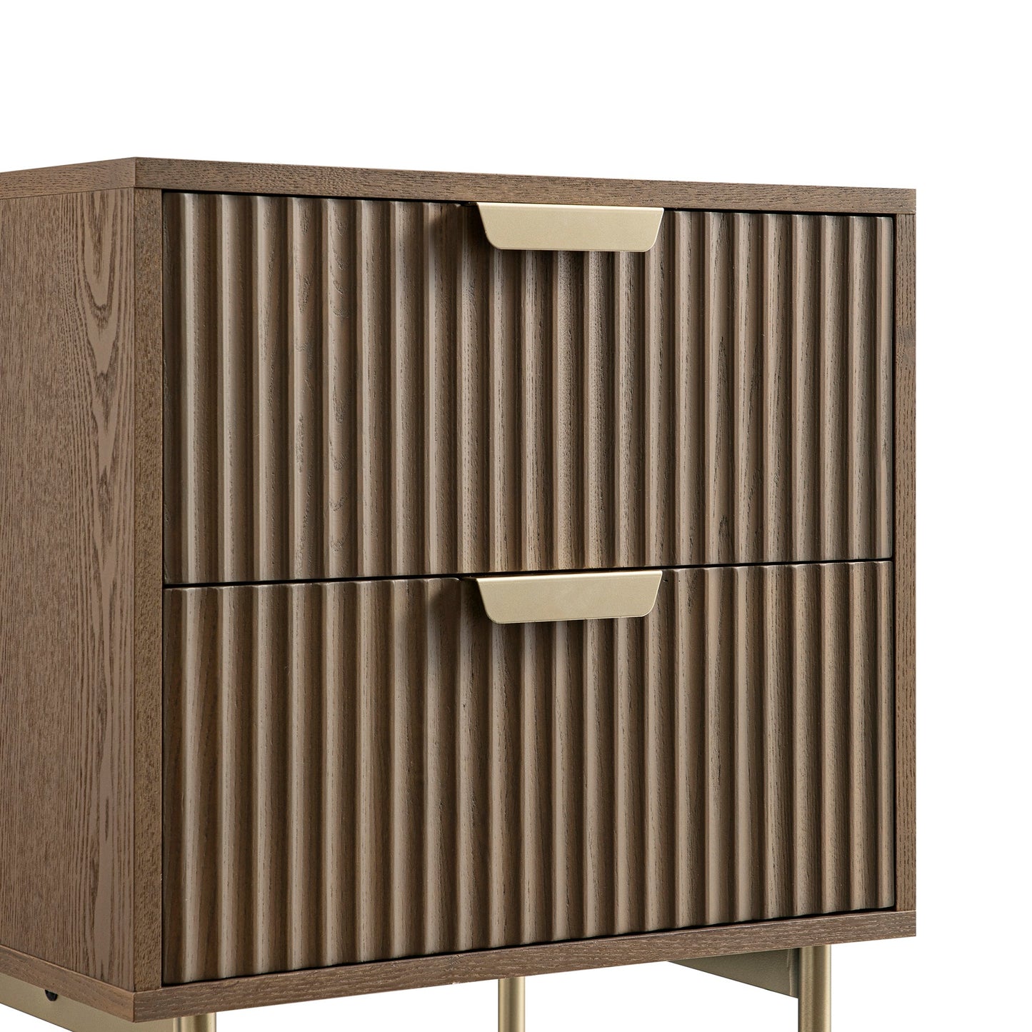 Table de chevet Richmond Ridged à 2 tiroirs, frêne foncé