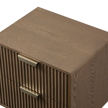 Table de chevet Richmond Ridged à 2 tiroirs, frêne foncé