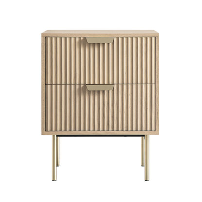 Table de chevet Richmond Ridged à 2 tiroirs, frêne clair