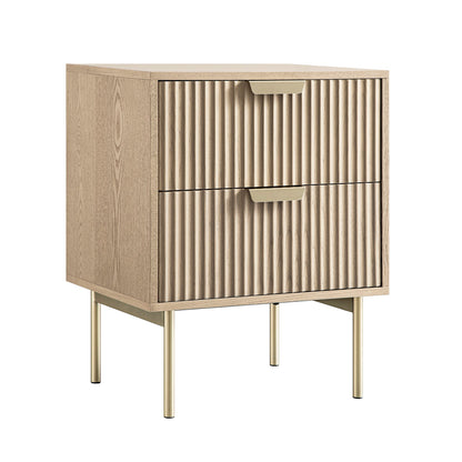 Table de chevet Richmond Ridged à 2 tiroirs, frêne clair