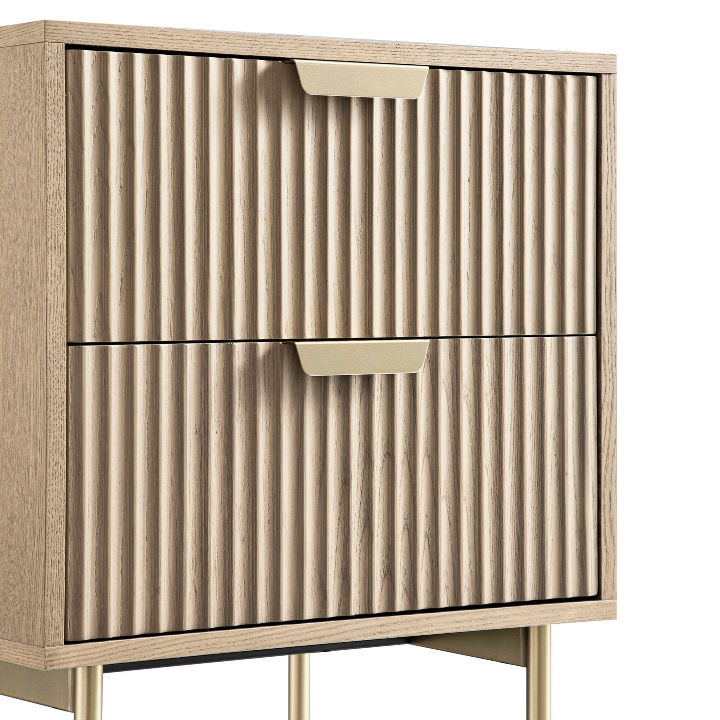 Table de chevet Richmond Ridged à 2 tiroirs, frêne clair