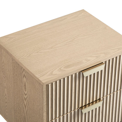 Table de chevet Richmond Ridged à 2 tiroirs, frêne clair