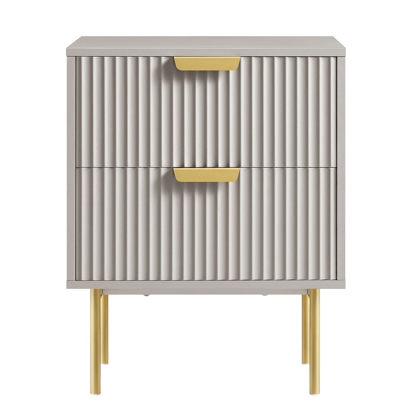 Table de chevet Richmond Ridged à 2 tiroirs, taupe mat