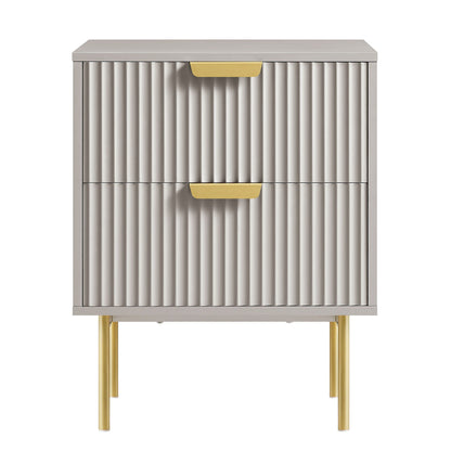 Table de chevet Richmond Ridged à 2 tiroirs, taupe mat