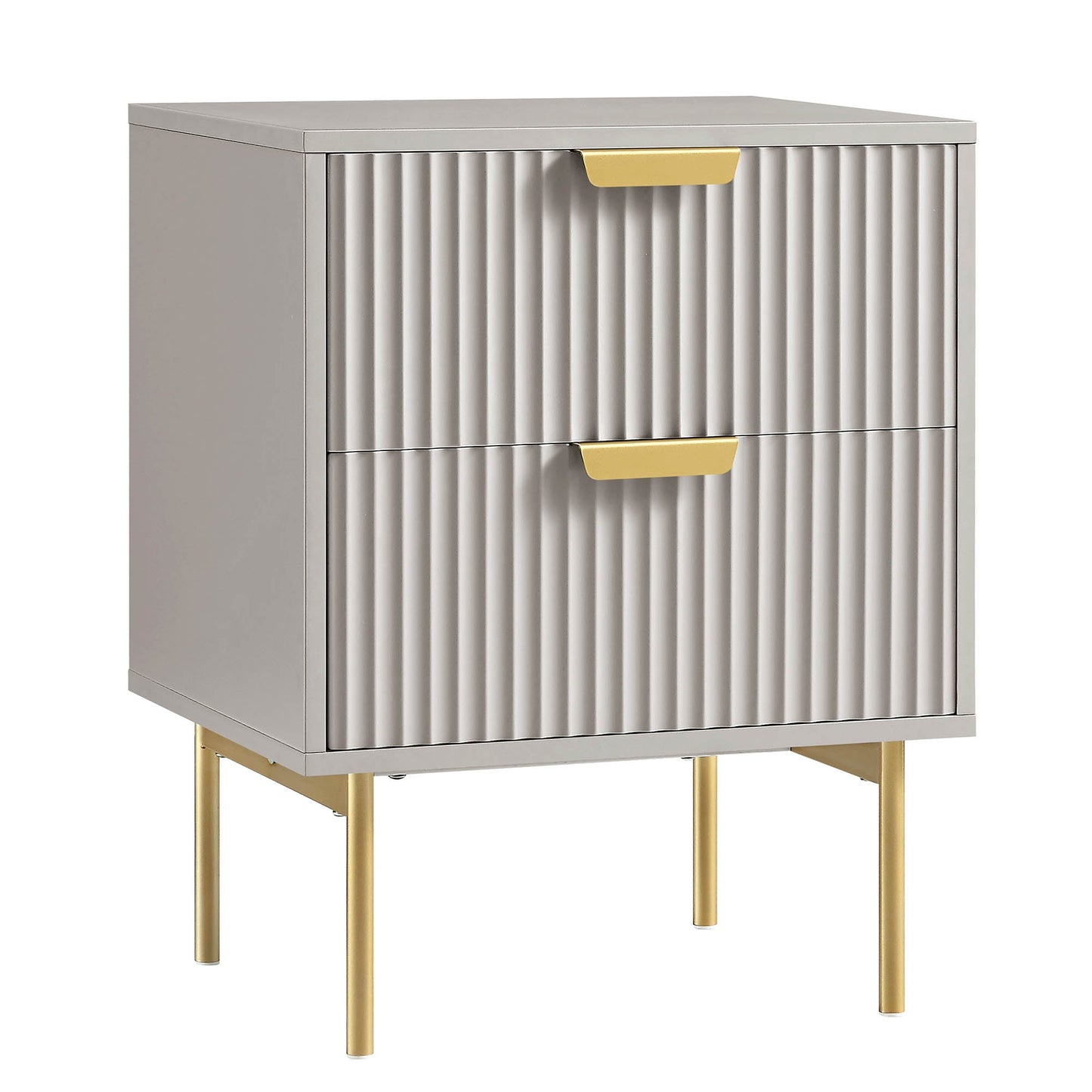 Table de chevet Richmond Ridged à 2 tiroirs, taupe mat