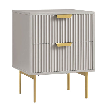 Table de chevet Richmond Ridged à 2 tiroirs, taupe mat