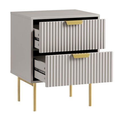 Table de chevet Richmond Ridged à 2 tiroirs, taupe mat