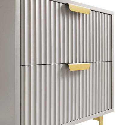 Table de chevet Richmond Ridged à 2 tiroirs, taupe mat