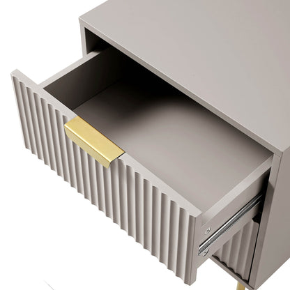 Table de chevet Richmond Ridged à 2 tiroirs, taupe mat