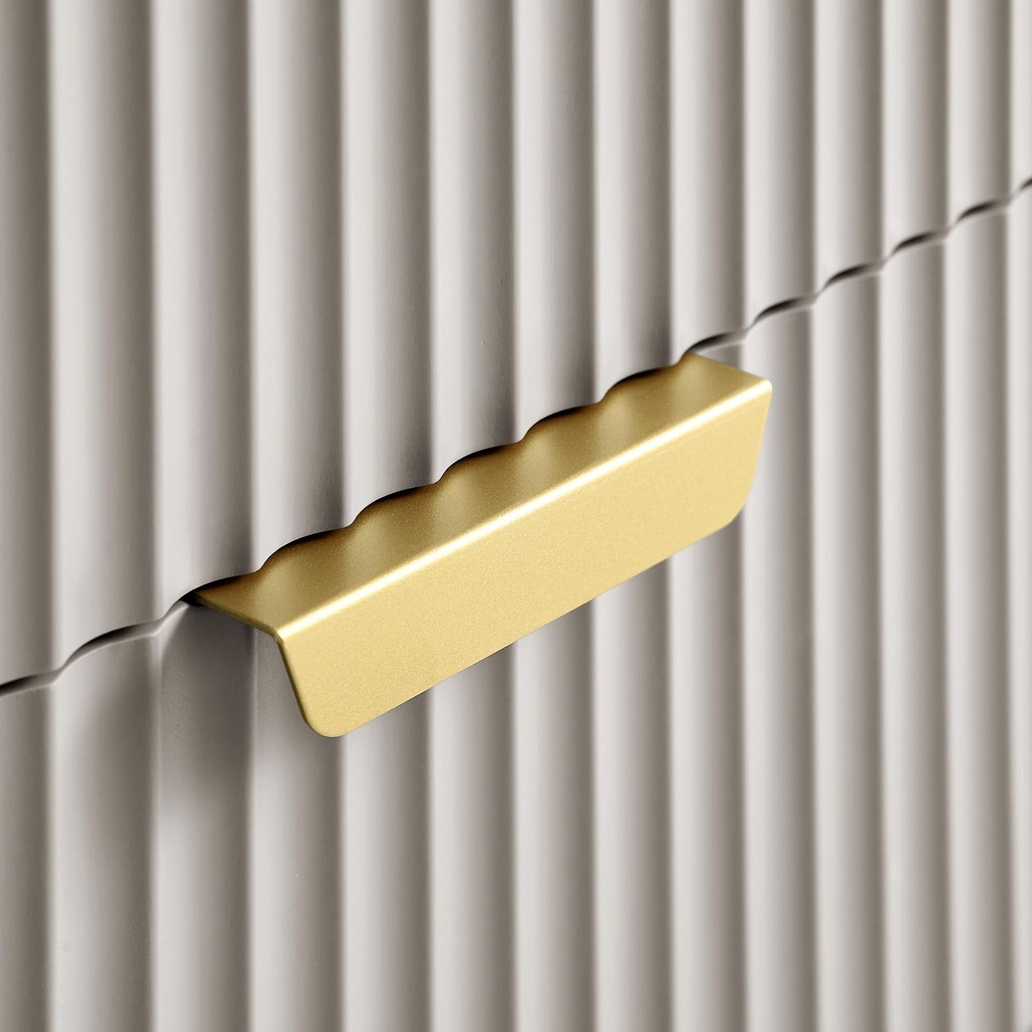 Table de chevet Richmond Ridged à 2 tiroirs, taupe mat