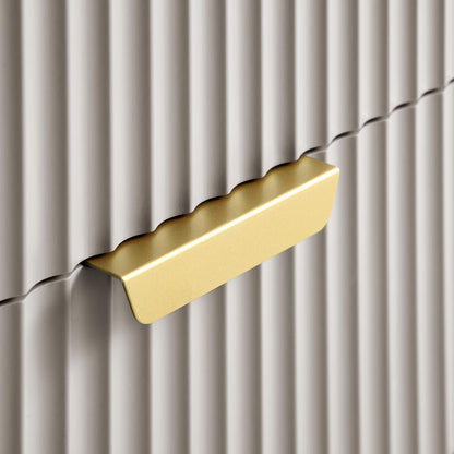 Table de chevet Richmond Ridged à 2 tiroirs, taupe mat