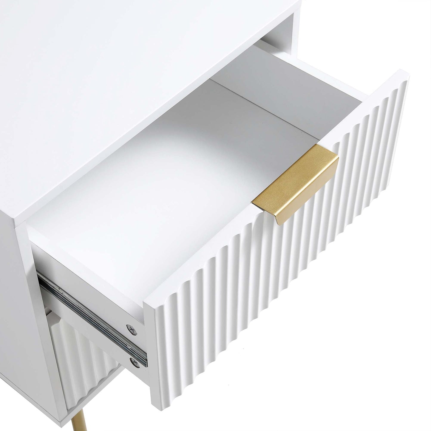 Table de chevet Richmond Ridged à 2 tiroirs, blanc mat