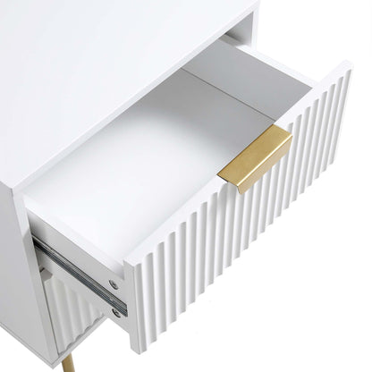 Table de chevet Richmond Ridged à 2 tiroirs, blanc mat