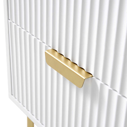 Table de chevet Richmond Ridged à 2 tiroirs, blanc mat