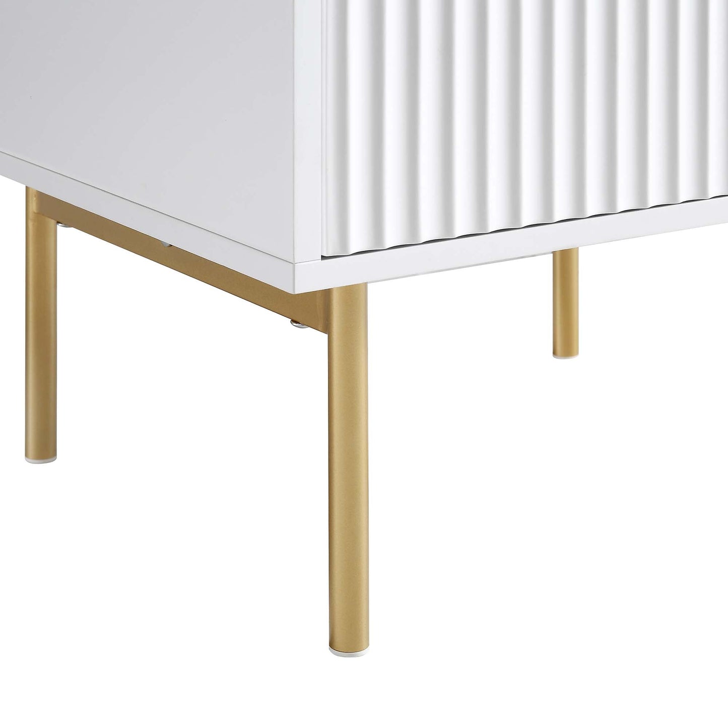 Table de chevet Richmond Ridged à 2 tiroirs, blanc mat