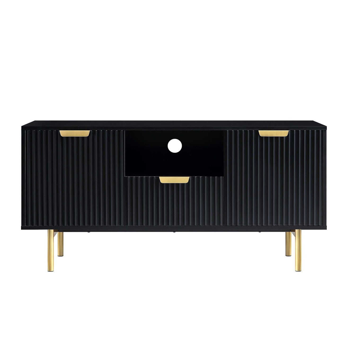 Meuble TV Richmond Ridged 120 cm de large, noir mat